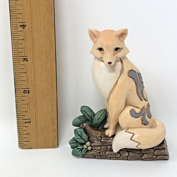 Jim Shore White Woodland Fox on Birch Log Figurine 6011617 Heartwood Creek - Picture 8 of 9